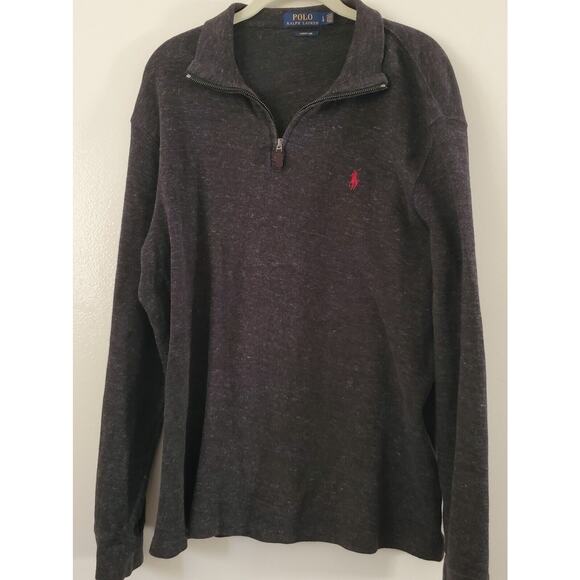 Polo Ralph Lauren Mens Estate Rib Quarter Zip Pullover Sweater Size Large Gray L - Picture 1 of 8